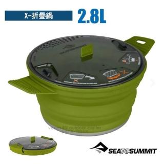 【SEA TO SUMMIT】食品級矽膠 X-摺疊鍋2.8L 適合2至3人使用.可摺疊收納(STSAXPOTSS2.8OL 軍綠)
