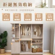 【IHouse】保羅 免組裝4X7推門衣櫃+收納吊掛邊櫃-贈實木衣架*5(6尺衣櫃/系統櫃/櫥櫃/衣櫥)