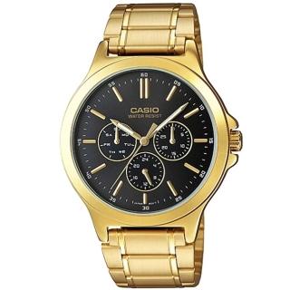 【CASIO 卡西歐】卡西歐三環石英鋼帶女錶-金(LTP-V300G-1A)