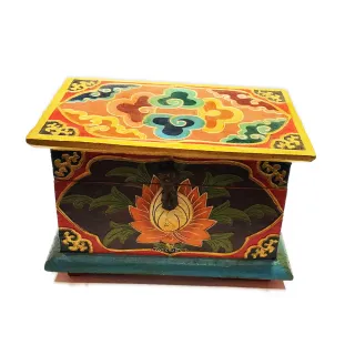 【十方佛教文物】蓮花尼泊爾手工木雕寶箱(+阿彌陀佛A9立體3D佛卡)