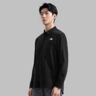 【The North Face】北面男款黑色DWR防潑水長袖襯衫｜4NCQJK3
