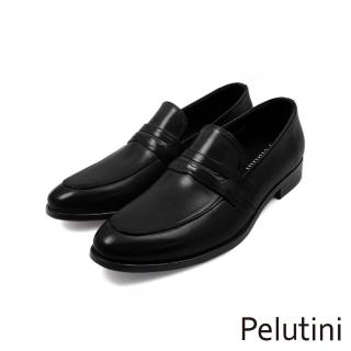 【Pelutini】經典素面雙壓線商務便士樂福鞋 黑色(512176-BL)