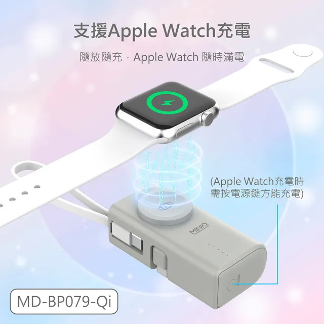【MINIQ】台灣製造 5000mAh Type-C多功能膠囊快充行動電源(自帶Type-C快充線)