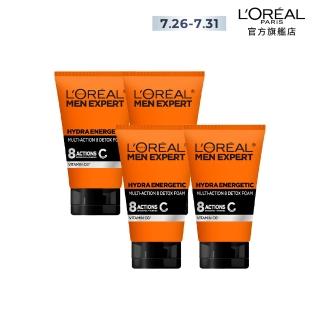 【LOREAL Paris 巴黎萊雅】8效勁能男仕深層洗面乳100ml 超值四入組