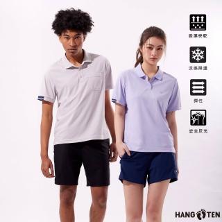 【Hang Ten】男女裝-涼感3M吸濕快乾側口袋短袖POLO衫(多色選)