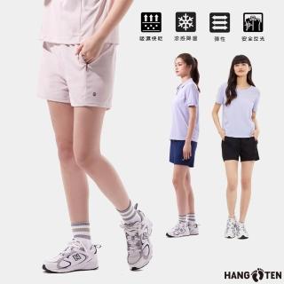 【Hang Ten】女裝-恆溫多功能-REGULAR FIT涼感3M吸濕快乾腰頭鬆緊短褲(多色選)