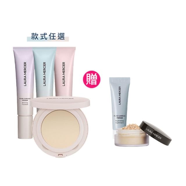【LAURA MERCIER 蘿拉蜜思】柔霧貼妝組(煥顏透明柔霧蜜粉餅 6.5g + 煥顏持妝凝露 30ml)