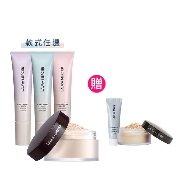 【LAURA MERCIER 蘿拉蜜思】冠軍美肌持妝組 (煥顏透明蜜粉29g 煥顏持妝凝露30ml)