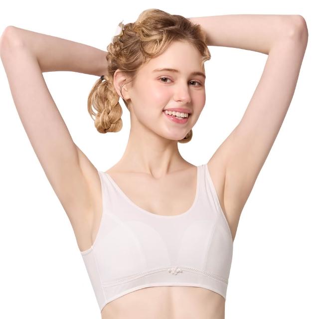 【Swear 思薇爾】耍花Young系列M-XXL無鋼圈素面透氣舒適包覆少女短背心(瓷白色)