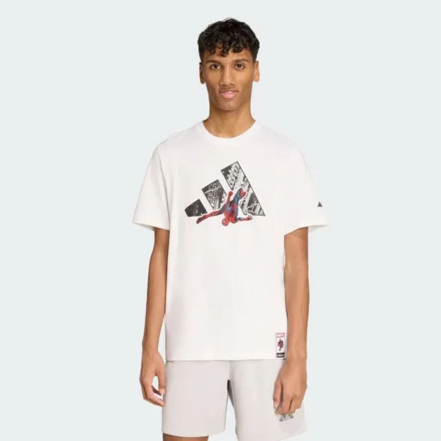 【adidas 愛迪達】M Spiderman T-s 男 T恤 運動上衣 休閒短袖 蜘蛛人 白 亞版(JW8842)