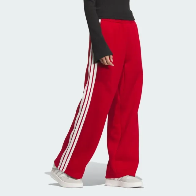 【adidas 愛迪達】Cw Wide Kn Pnt 女 長褲 運動長褲 休閒長褲 CNY 新年 紅 白 亞版(JZ1643)