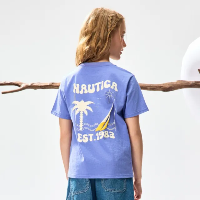 【NAUTICA KIDS】紫底椰樹印花T恤 6-18歲 N4841151(Nautica kids 涼爽T恤)