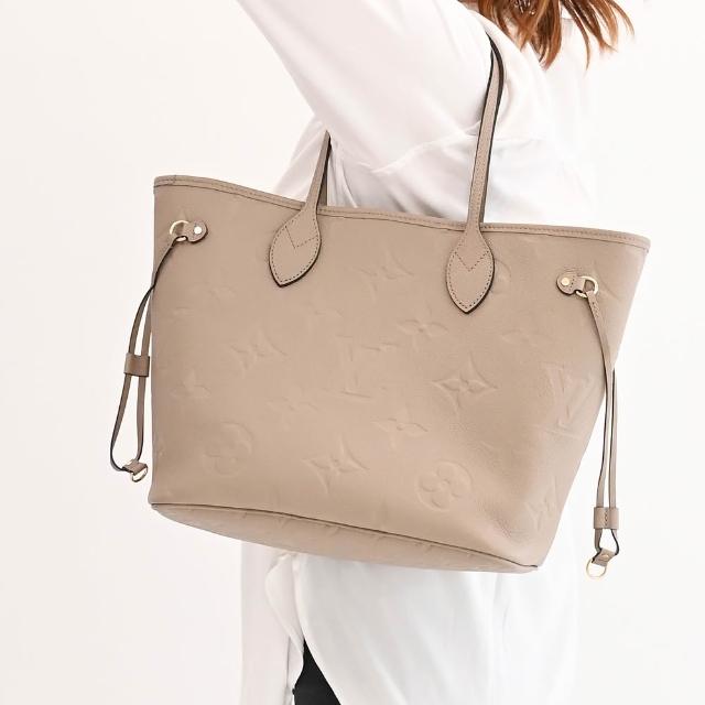 【Louis Vuitton 路易威登】LV M45686 NEVERFULL MM 經典壓花子母束口購物包(現貨)