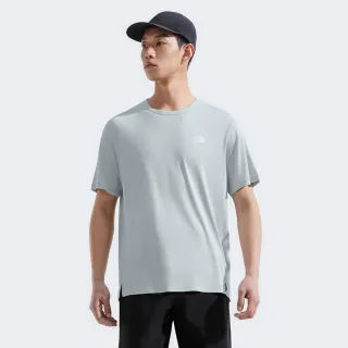 【The North Face 官方旗艦】北面男款灰色吸濕排汗短袖T恤｜8BYJA0M(排汗衫)