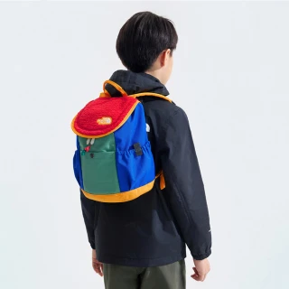 【The North Face 官方旗艦】北面兒童多色拼接繽紛幾何翻蓋式拉鍊後背包｜52VWATM(書包)