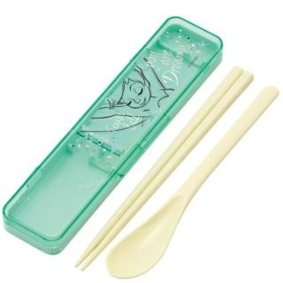 【小禮堂】Skater 奇妙仙子 盒裝兩件式餐具組 CCS3SAAG 綠透明款(平輸品)