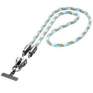 【Bill Case】GaN n Roses鋅合金快扣240W肩背編織掛繩Type C閃充數據線120公分 藍天(附360度旋轉夾片)