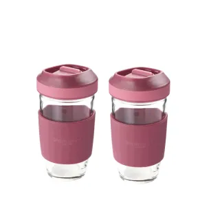 【康寧 Snapware】買1送1 矽膠隔熱耐熱玻璃隨行杯-500ml(乾燥玫瑰)
