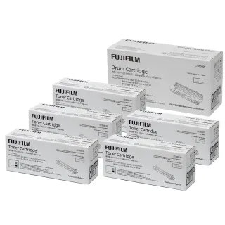 【FUJIFILM 富士軟片】五入組+光鼓★CT202137x5+CT351005 原廠原裝 黑色碳粉匣組+成像感光鼓(黑白115系列)