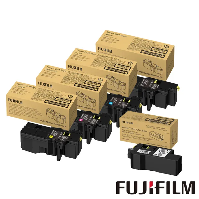 【FUJIFILM 富士軟片】四色組+回收盒★CT203502-05+CWAA0980 原廠原裝 四色碳粉匣組+碳粉回收盒(彩色C325系