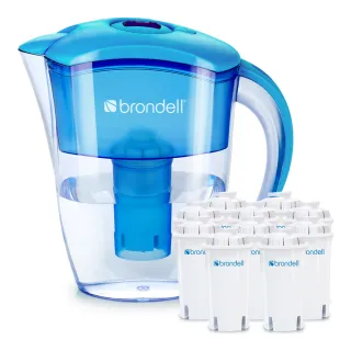 【Brondell】美國邦特爾 純淨濾水壺 （藍）＋10入長效濾芯 (共1壺10芯)