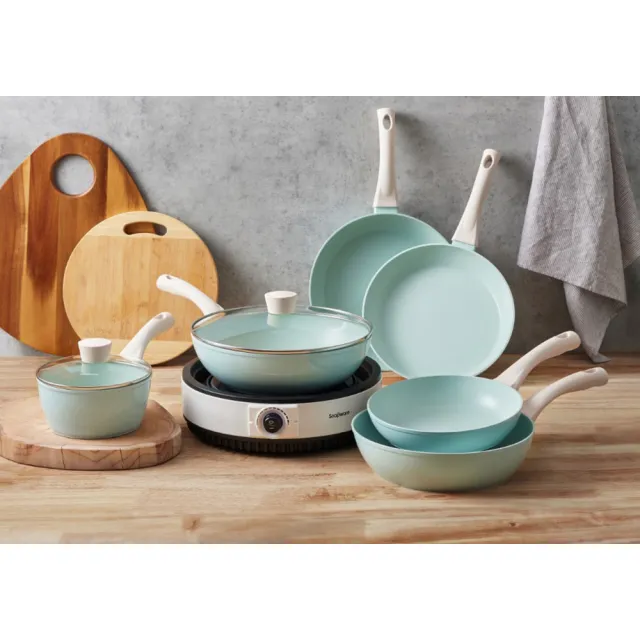 【CorelleBrands 康寧餐具】鈦輕量不沾雙鍋組-IH爐可用(單柄鍋18cm含鍋蓋+平煎鍋24cm)