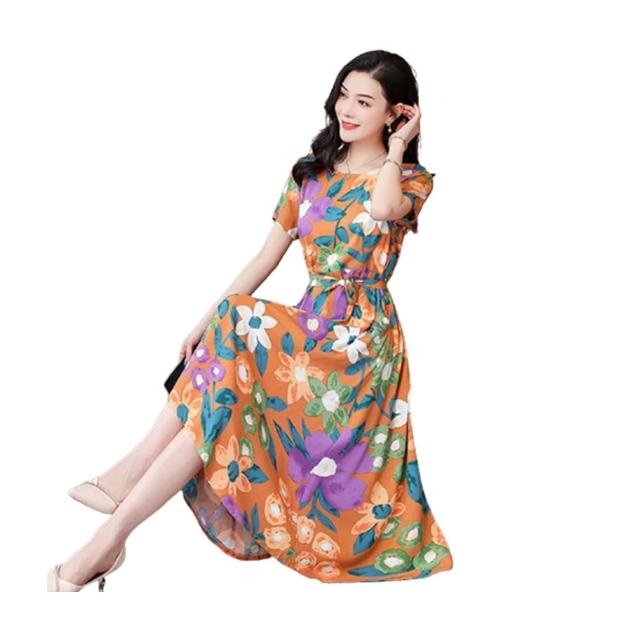 【K.W.】韓國 甜美俏麗頸棉稠圖騰洋裝 亞棉 花卉天絲 小香風 涼感背心 共1色 