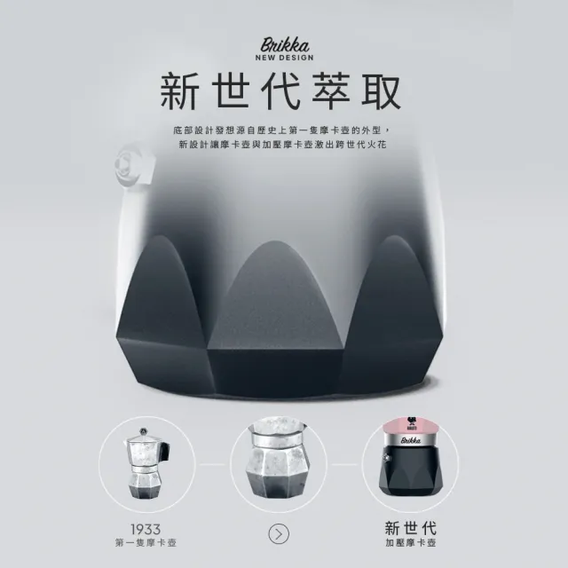 【Bialetti 比亞樂堤】極厚鑽石加壓摩卡壺BRIKKA-4杯份-公司貨(crema醇香/免插電咖啡機/原廠保固2年)