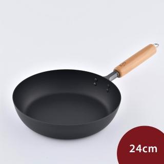 【TAKUMI 匠】巖網紋平底鐵鍋 24cm 日本製 {電磁爐 IH爐可用}(平輸品)