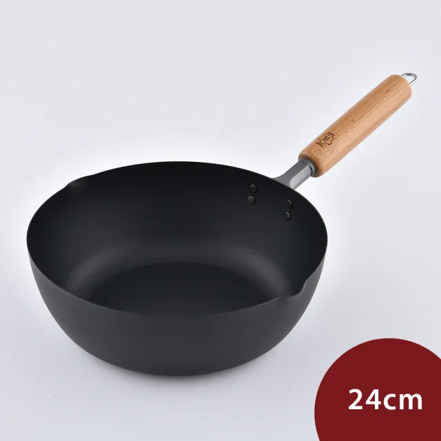 【TAKUMI 匠】岩網紋中華炒鍋 鐵鍋 24cm 日本製 {電磁爐 IH爐可用}(平輸品)