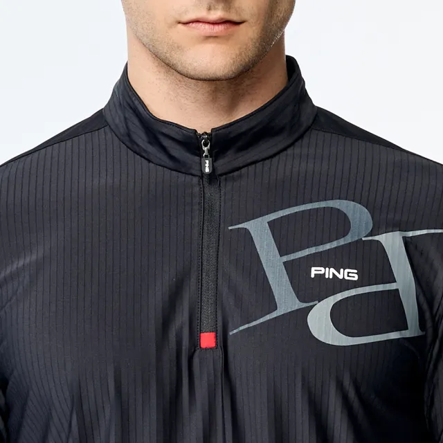 【PING】男款吸濕排汗涼感短袖立領上衣-黑(GOLF/高爾夫球衫/PA25126-88)