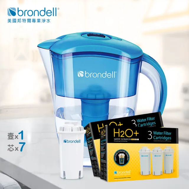 【Brondell】brondell極淨藍濾水壺+7入芯 (1壺7芯)