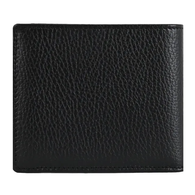 【TOD’S】TODS 金屬T 獅子LOGO小牛皮雙層4卡零錢短夾(黑)