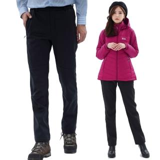 【遊遍天下】男女款GLOBETEX顯瘦防水防風透濕刷毛褲雪褲 黑色(S-5L 大尺碼)