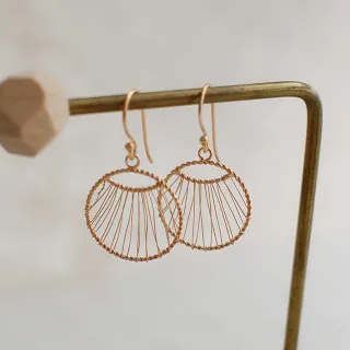 【BLUMA】925銀線編織圓形耳環 圓夢純銀耳環 玫瑰金/銀色(垂墜式耳飾 法式優雅 飾品禮盒)