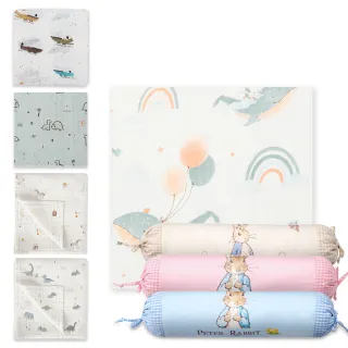 【bimbidreams】★網購獨家★西班牙製竹纖維紗布包巾 120x120cm+比得兔窩心迷你枕(紗布被 哺乳巾 嬰兒毯)