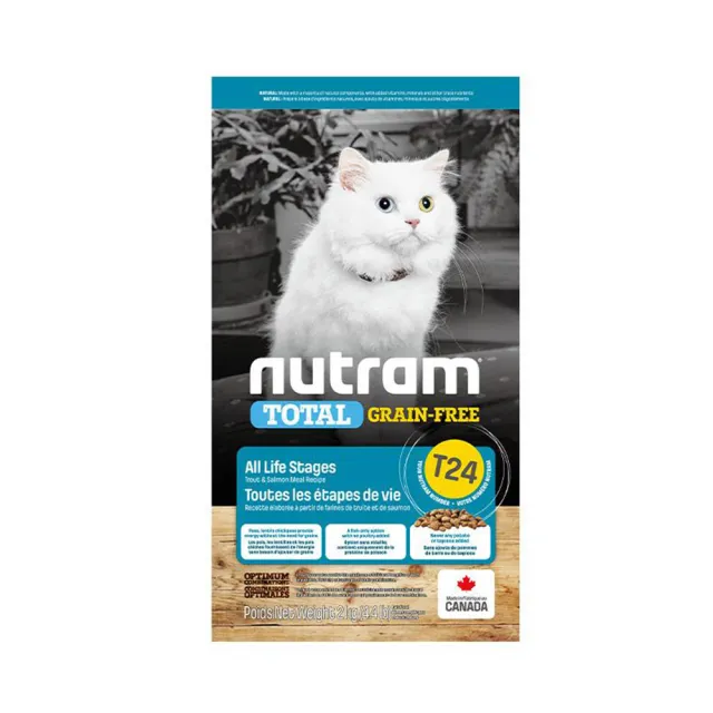 【Nutram 紐頓】T22/T24無穀全能系列貓飼料2kg/4.4lb(火雞/鮭魚、貓糧)