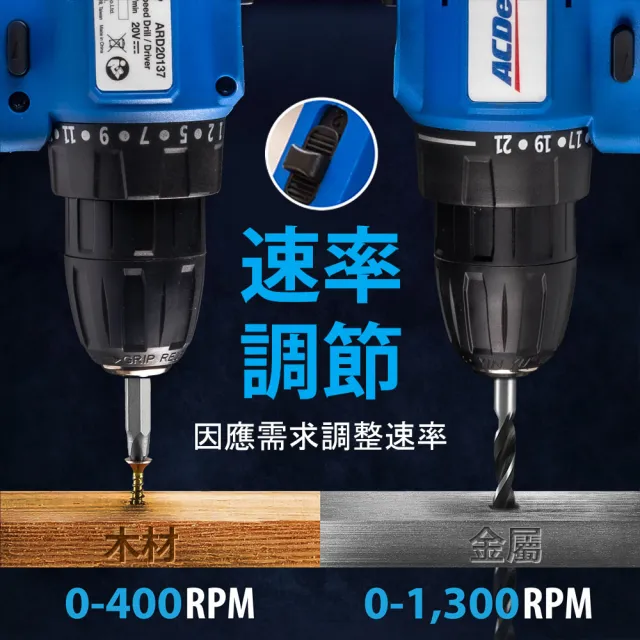 【ACDelco】電鑽起子機 電鑽 無刷電鑽 充電式電鑽 ARD20137(20V電鑽 一電一充 美國汽修百年品牌)