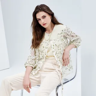 【KERAIA 克萊亞】芙蘿拉的秘密花紗拼接外套