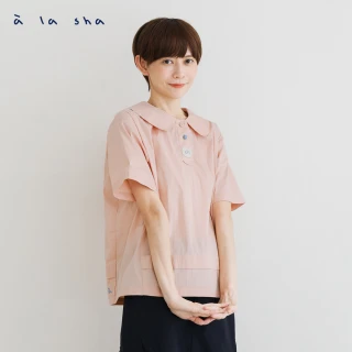 【a la sha】貓咪繡片短袖襯衫