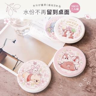 【收納王妃】迪士尼 櫻花系列 硬式珪藻土杯墊10*10cm Disney 杯墊(2入/組)
