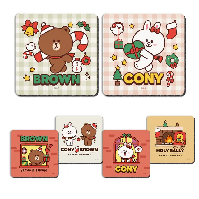 【收納王妃】LINE 聖誕節系列 軟式珪藻土杯墊 10*10cm 杯墊 硅藻土(2入/組)