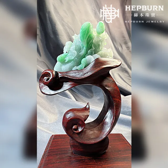 【赫本珠寶】碧玉白菜百財翡翠雕件擺飾