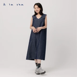 【a la sha】大領片牛仔背心洋裝
