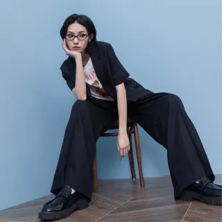 【gozo】A｜舒適麻感顯瘦打褶西裝褲(兩色)