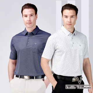 【Emilio Valentino 范倫鐵諾】男POLO衫 短袖POLO衫 休閒POLO衫 口袋上衣 印花 涼爽 polo衫 MIT(多款選)