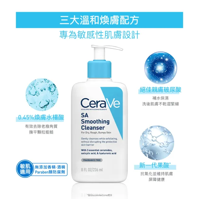 【CeraVe 適樂膚】家庭囤貨組★水楊酸煥膚淨嫩潔膚露 473ml*3 年度限定組_A(改善乾燥粗糙顆粒)