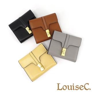 【LouiseC.】Tree House 牛皮時尚五金釦真皮短夾-4色(YS2113)