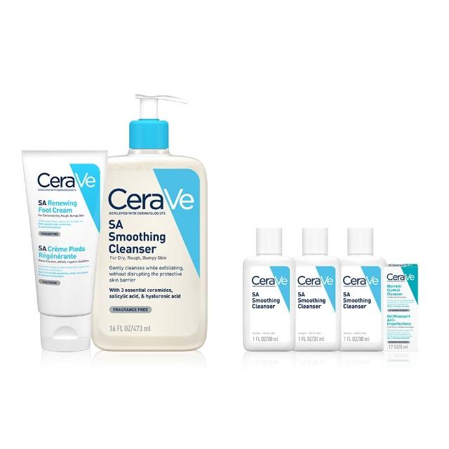 【CeraVe適樂膚】全新上市完美嫩膚組★B3水楊酸煥膚修護美體霜88ml_足部專用+水楊酸煥膚淨嫩潔膚露 473ml_A