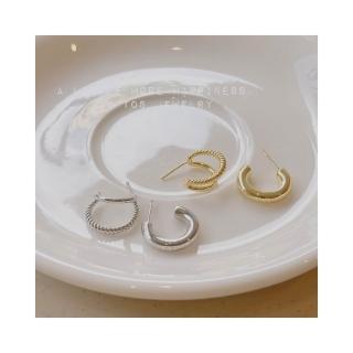 【Turquoise Jewelry】現貨~S925銀耳針韓系個性女孩不對稱C行耳環/金/銀(送禮/不過敏/高級感/歐美風)